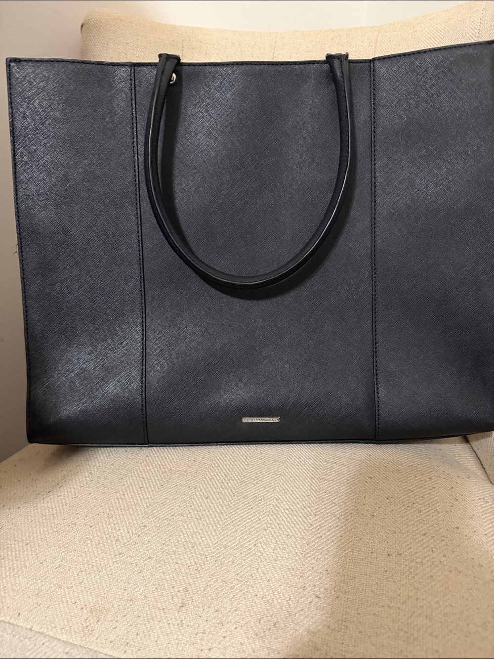 Rebecca Minkoff Black Structured Tote Bag with Double Handles (16”X13”)